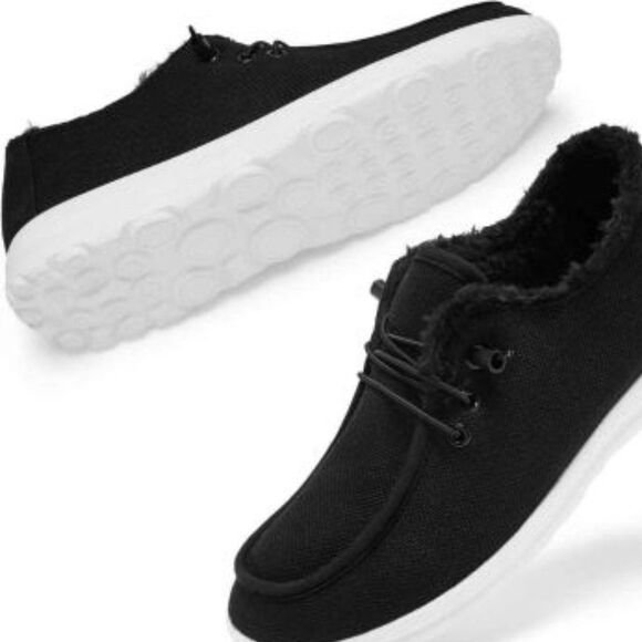 Tweed Faux Fur Lined Boat shoes Unisex Vegan NEW Sz 10 / 8 - Picture 3 of 6